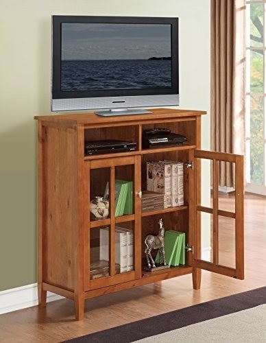 Simpli Home AXWSH005 Warm Shaker Collection Medium Storage Cabinet, Honey Brown, 1-Pack