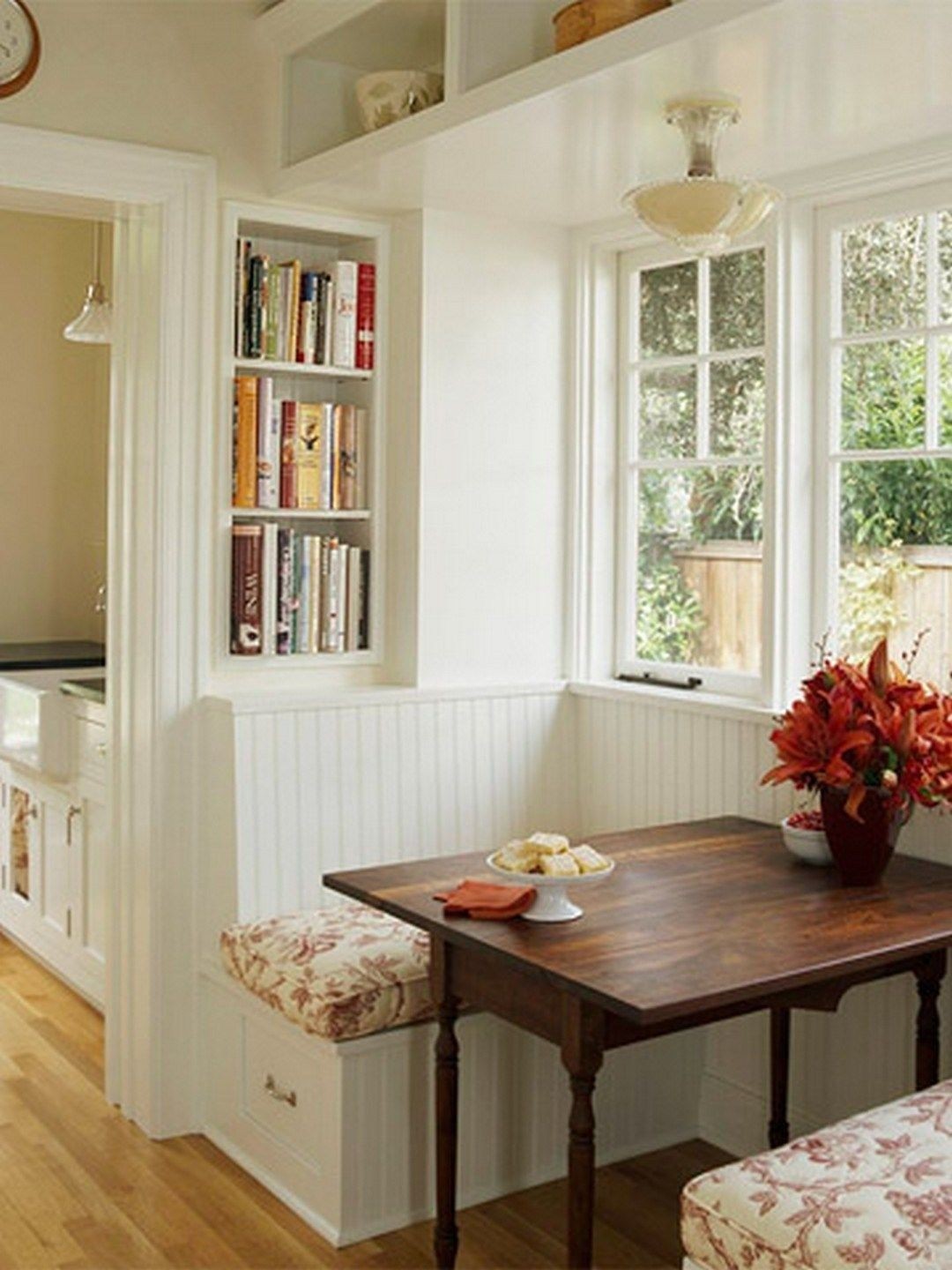 White corner bookshelf