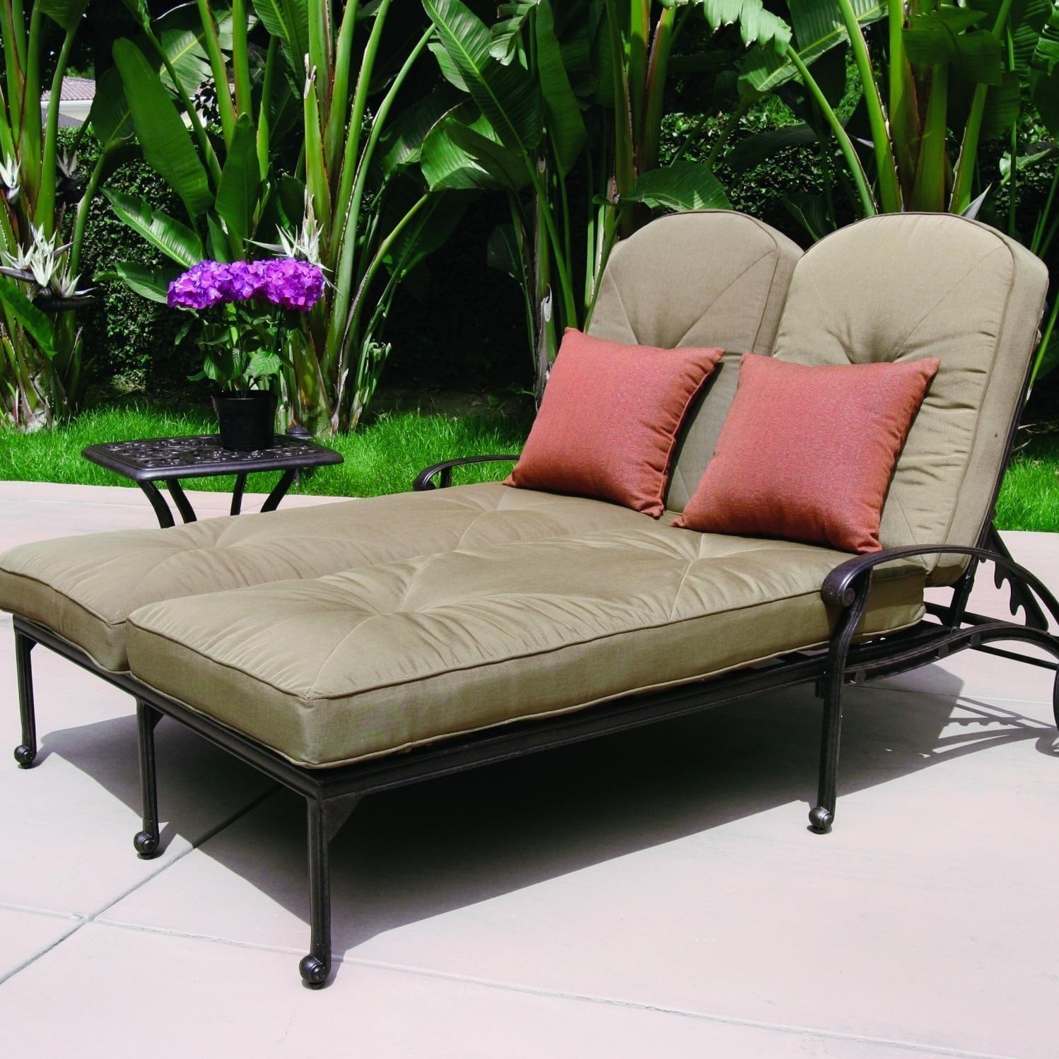 Darlee Elisabeth 2-person Cast Aluminum Patio Double Chaise Lounge Set - Antique Bronze