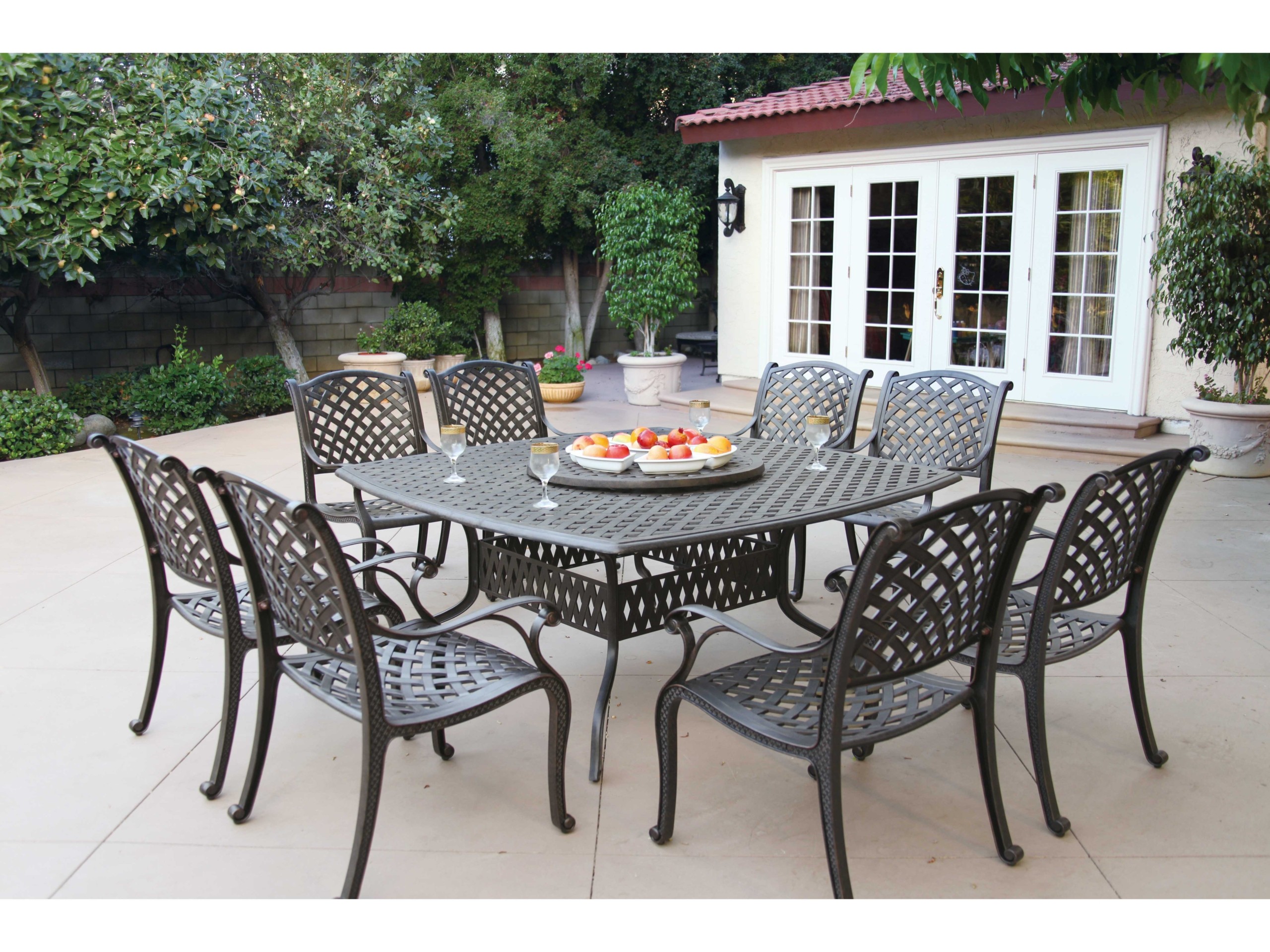 Darlee Nassau 8-person Cast Aluminum Patio Dining Set With Lazy Susan - Antique Bronze