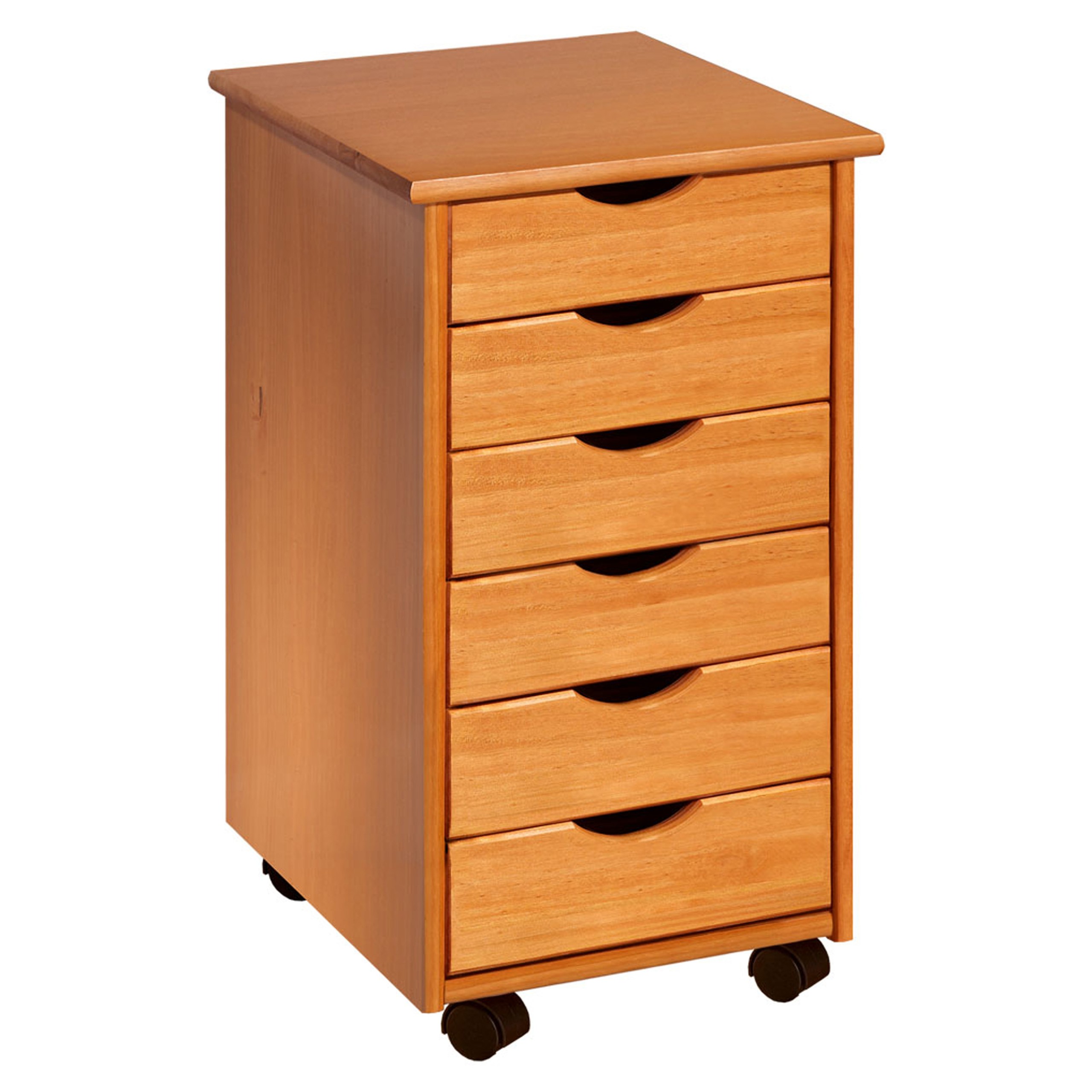 ADEPTUS 6 Drawer Roll Cart, Medium Pine