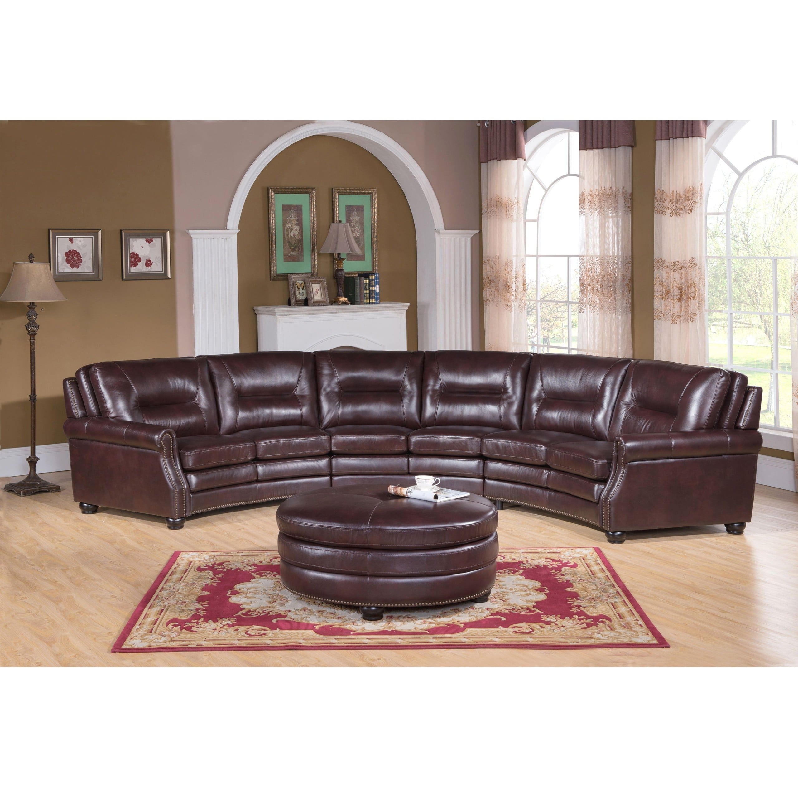 Curved leather sectional sofa 3