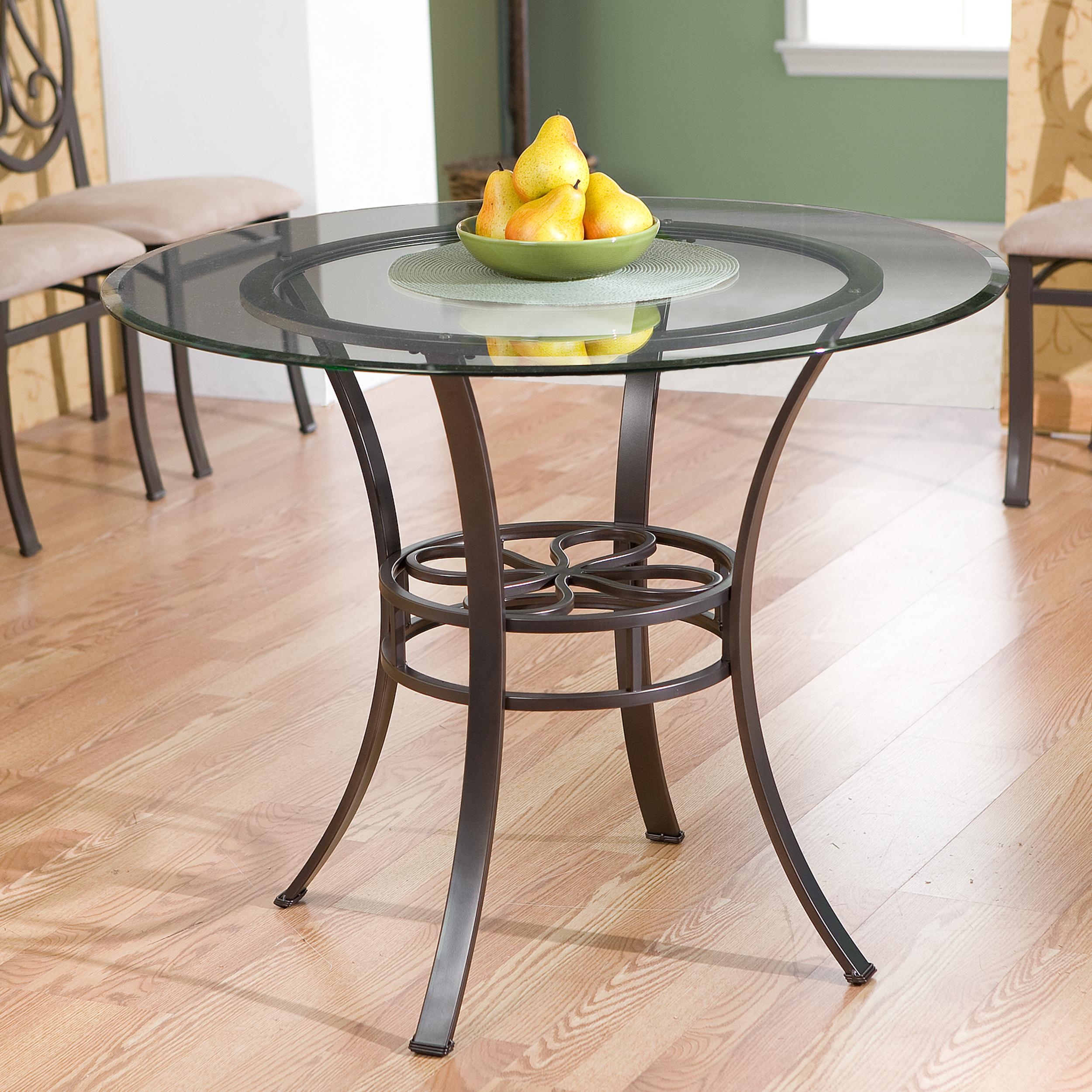 Glass top round kitchen table sets 2