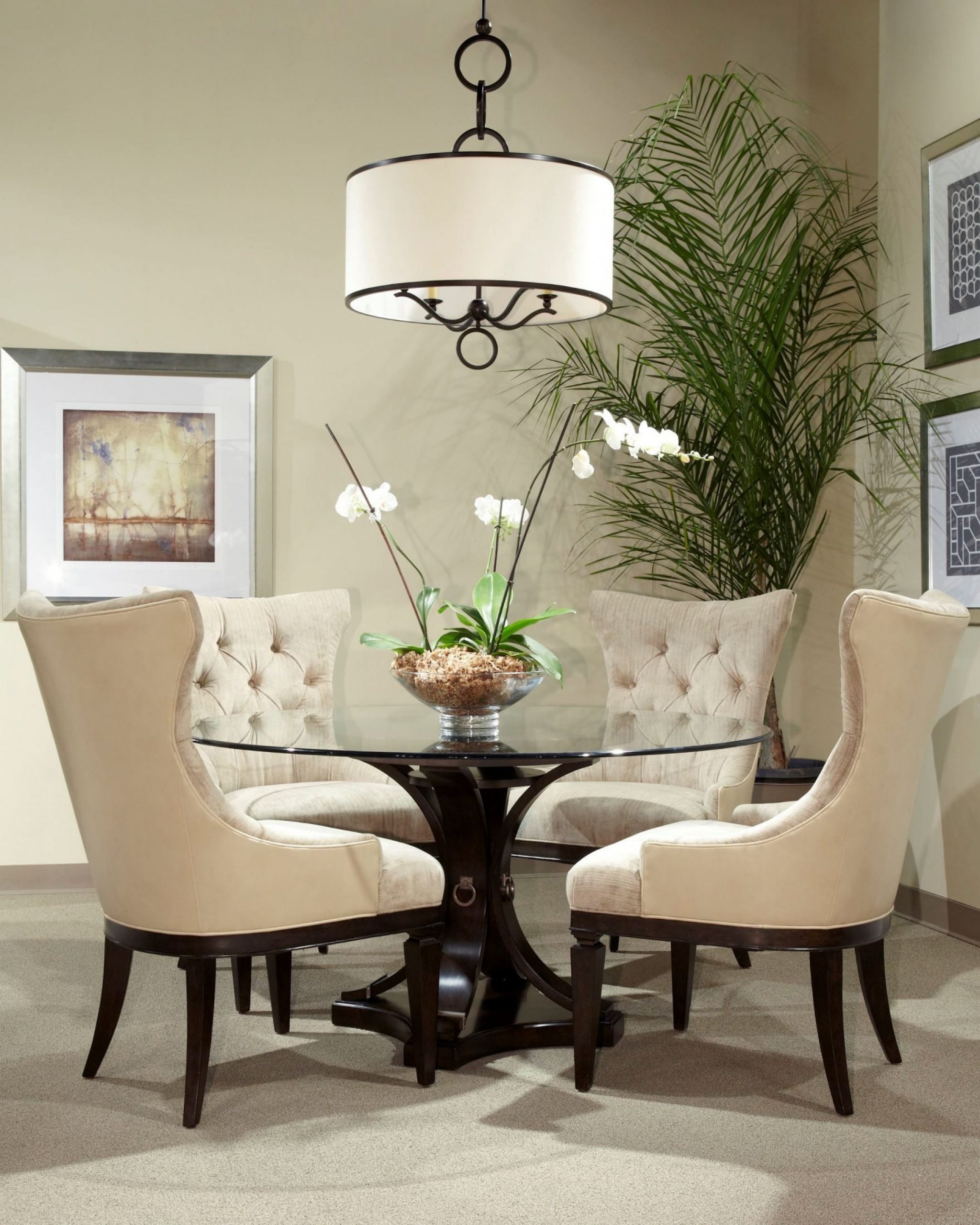 Glass top round kitchen table sets