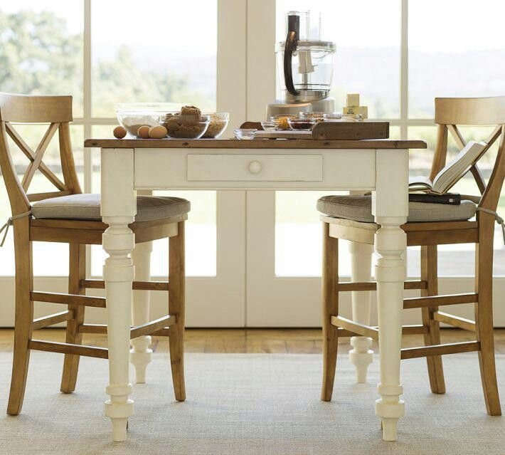 Keaton square fixed counter height wood table white