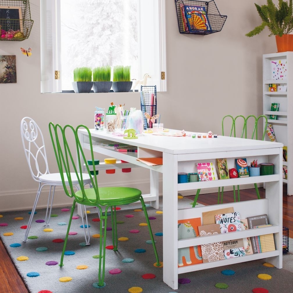 Kids art desk with storage