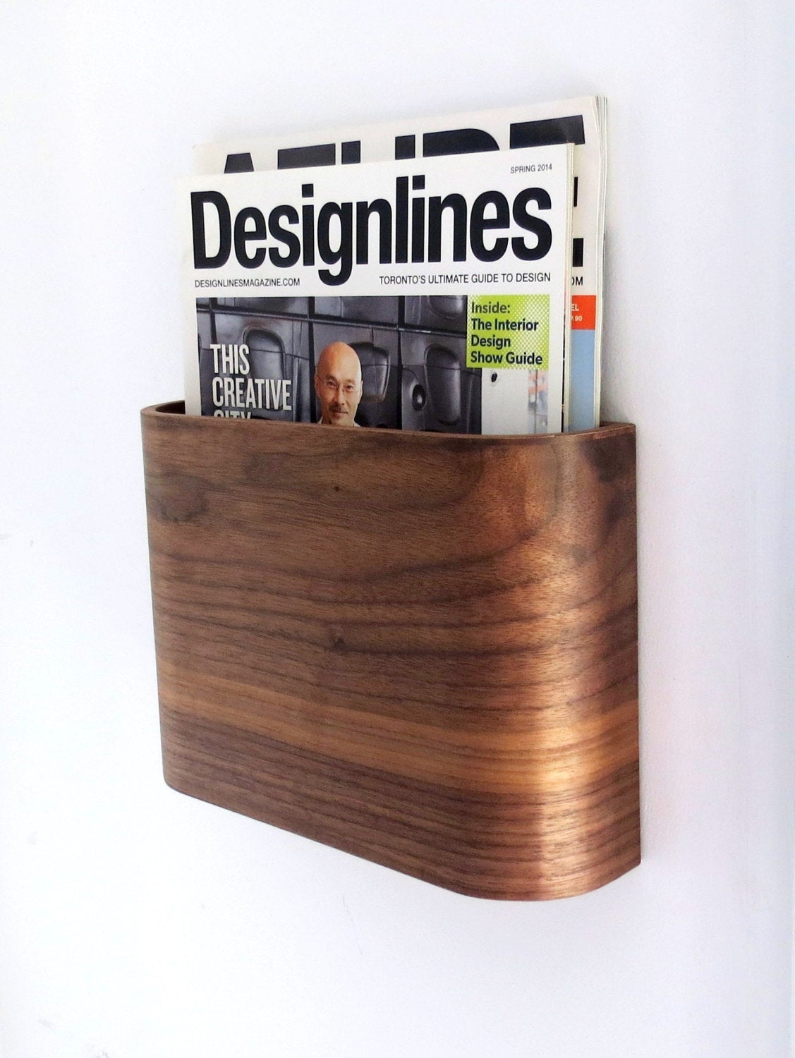 Magazine rack wall hung wooden magazine