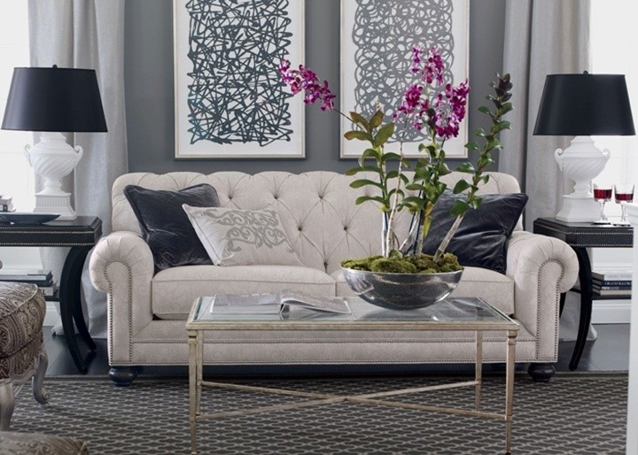 Nailhead leather sofa