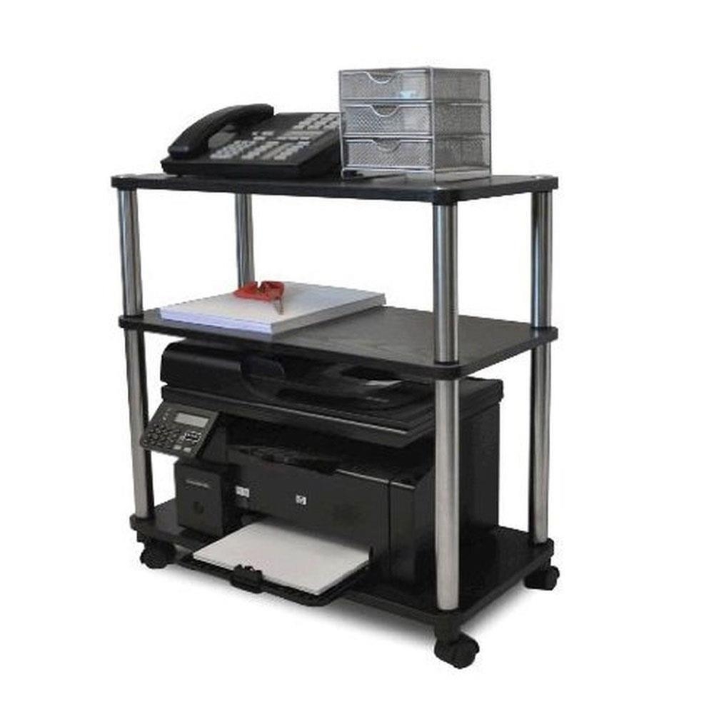 Rolling laptop cart mobile computer printer stand compact table for