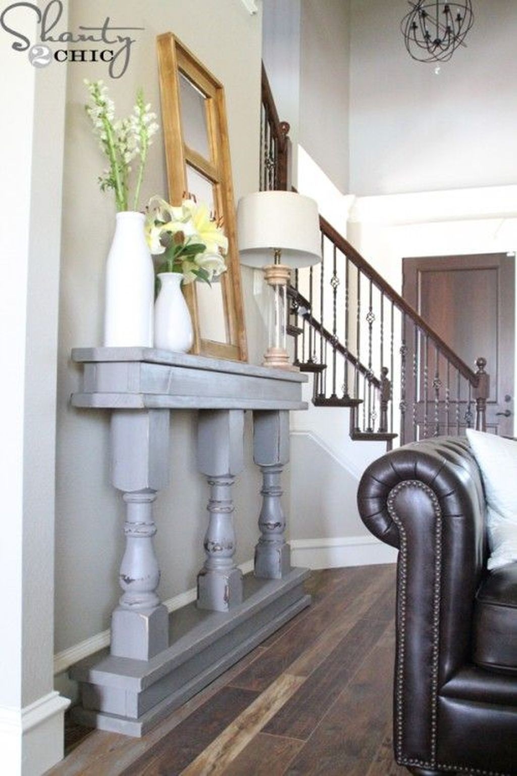 Table behind couch