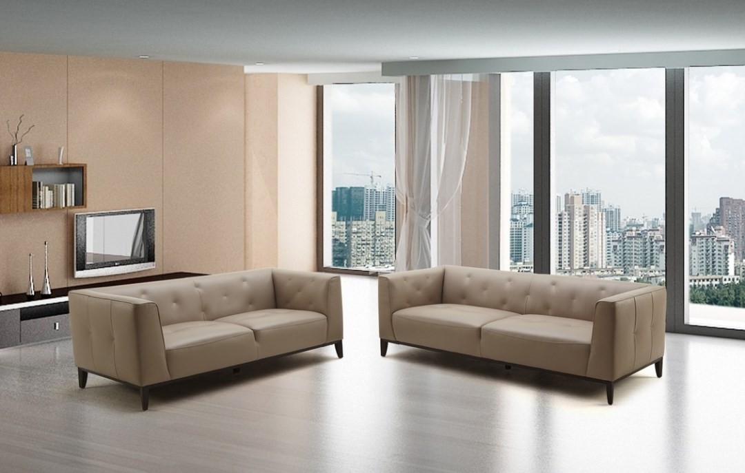 Taupe leather sofa