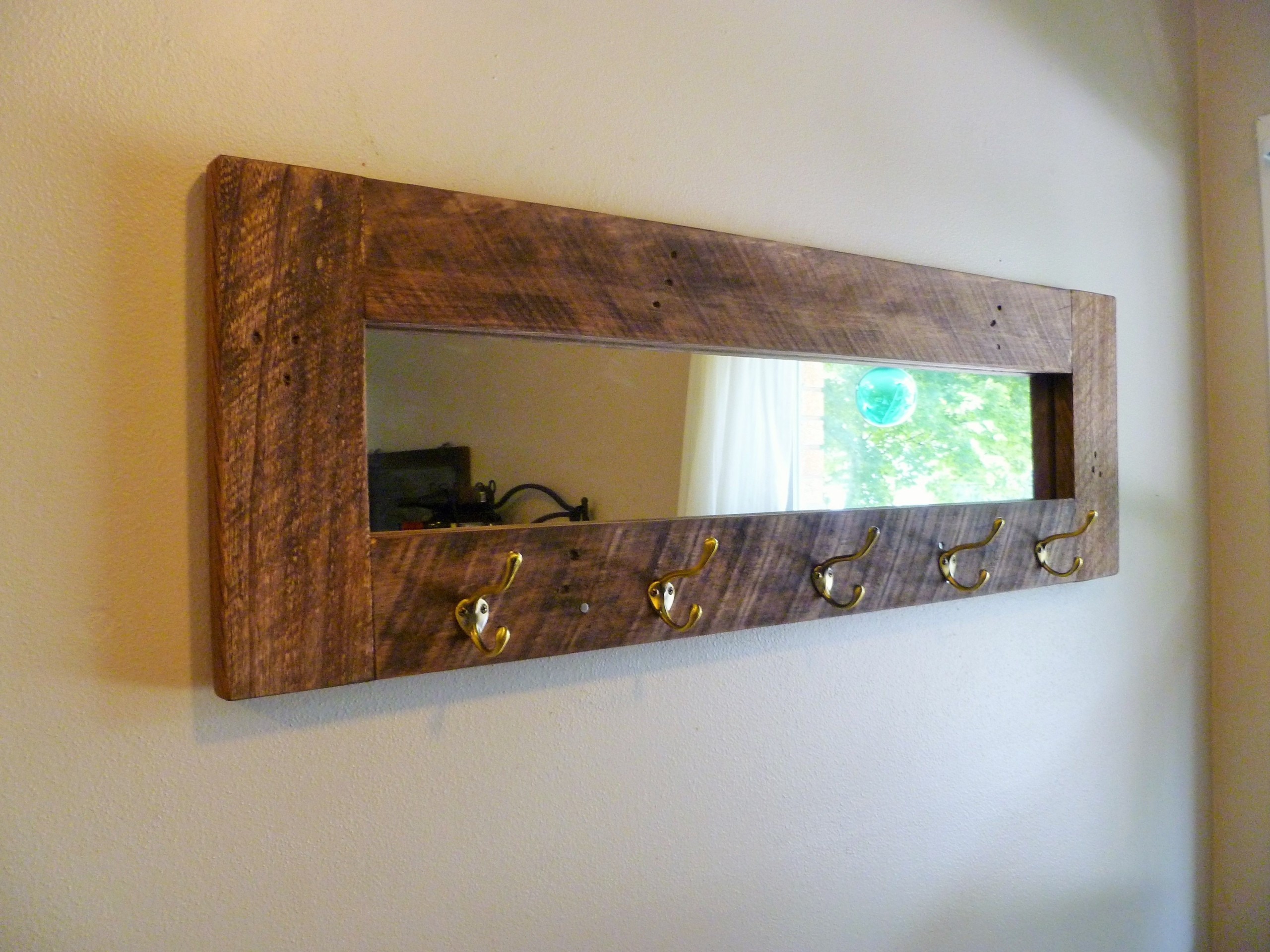 Barn wood mirror coat rack wall coat