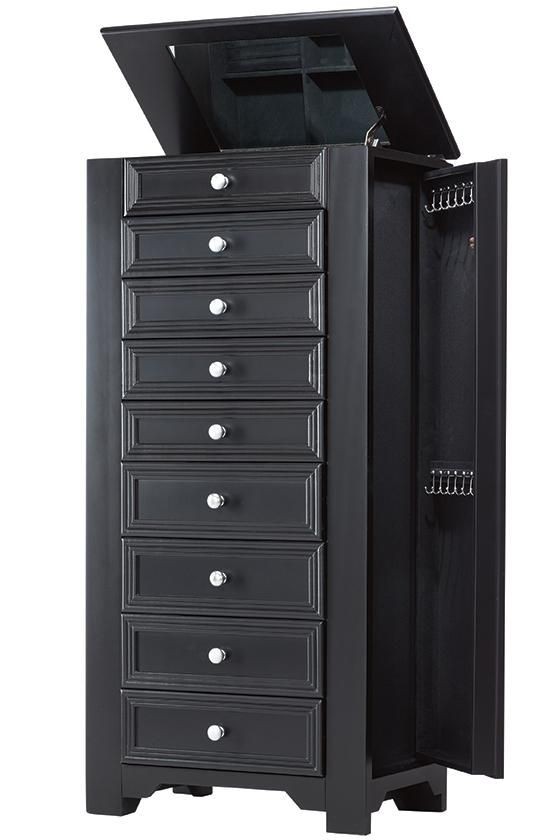 Fully locking jewelry armoire