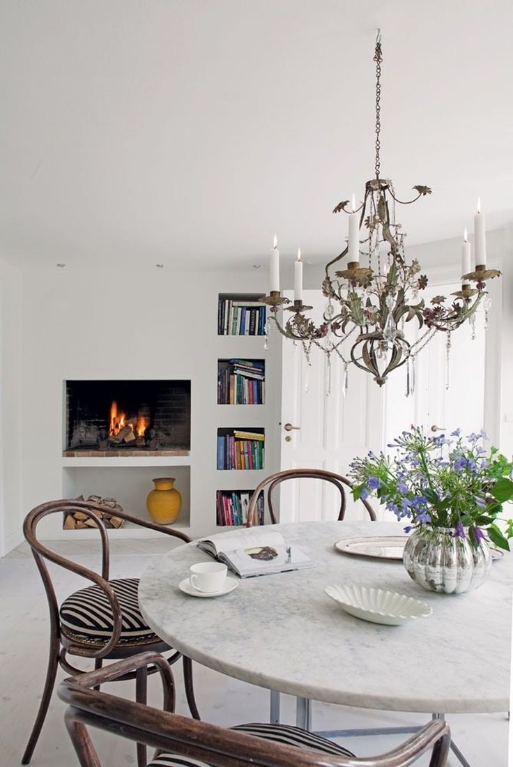 Marble top round dining table