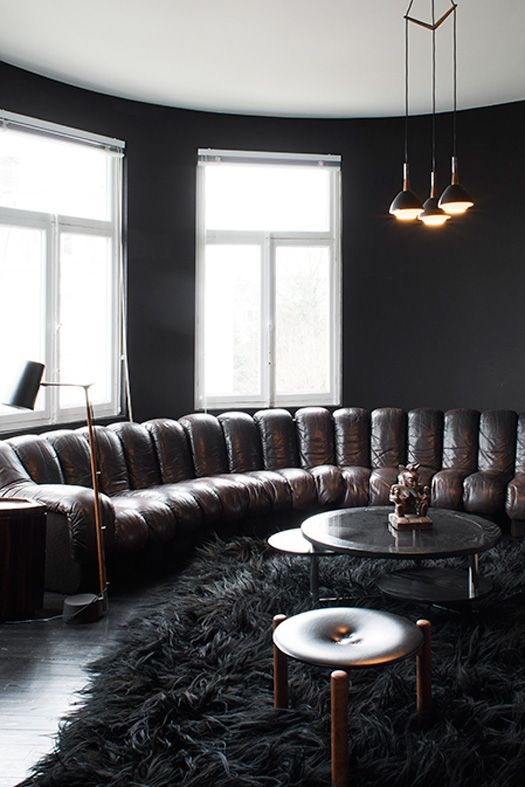 Round leather sofa