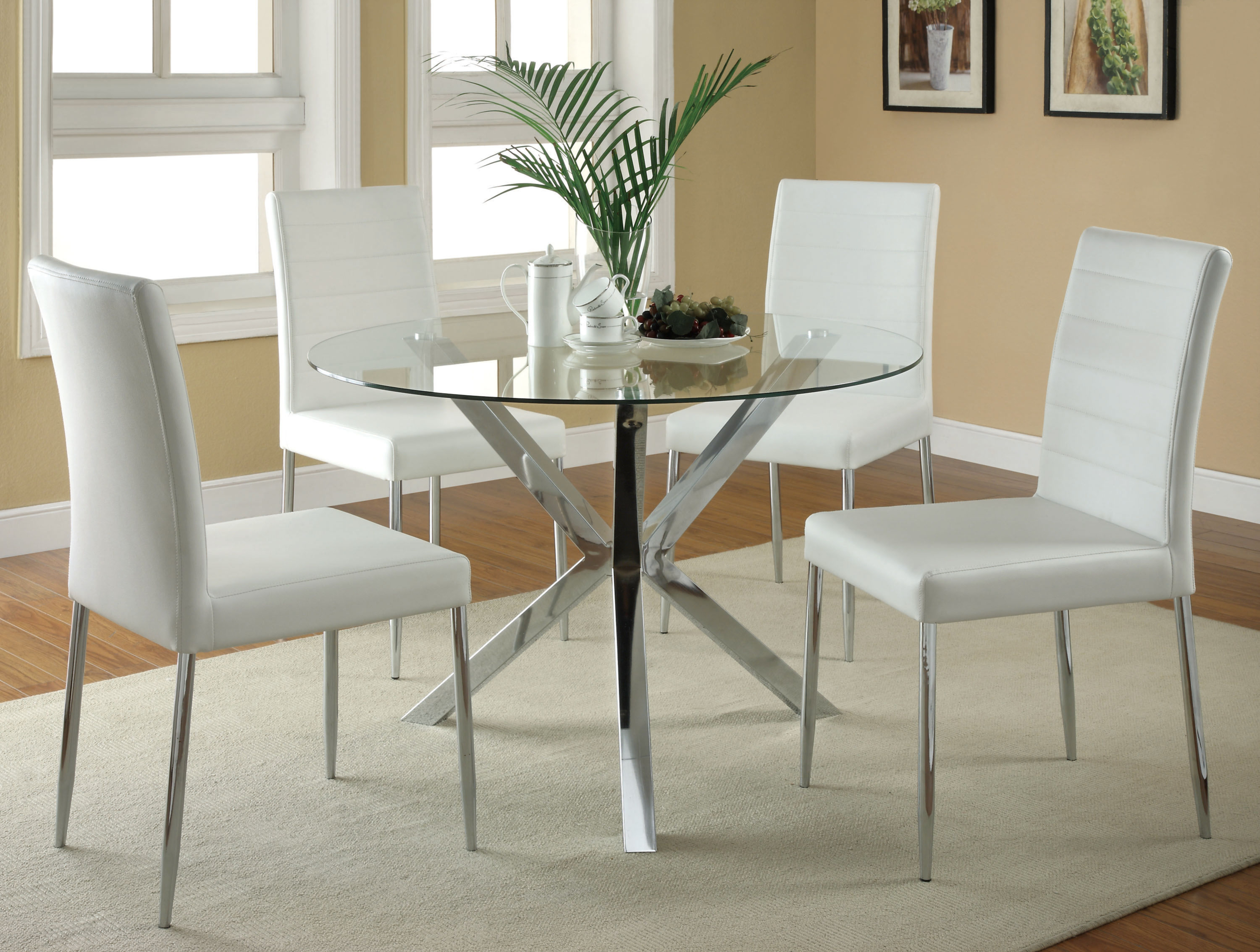 Round smoked glass dining table
