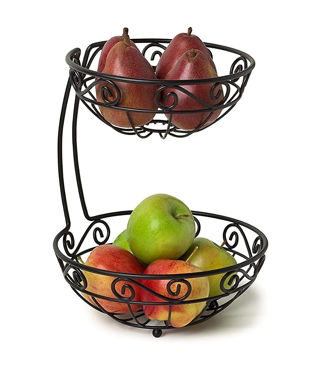 Spectrum 46810 Scroll Arched 2-Tier Fruit Server, Black
