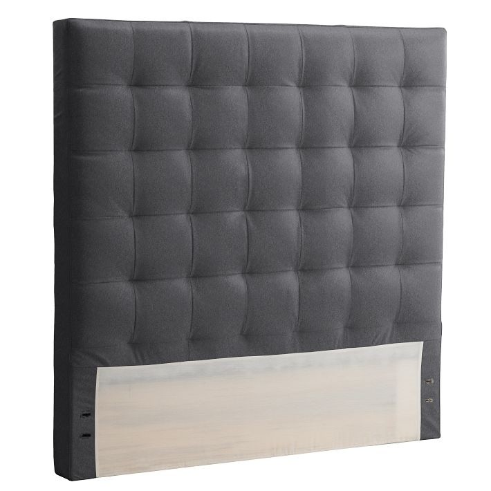 Tall grid tufted headboard west elm queen marled microfiber heather