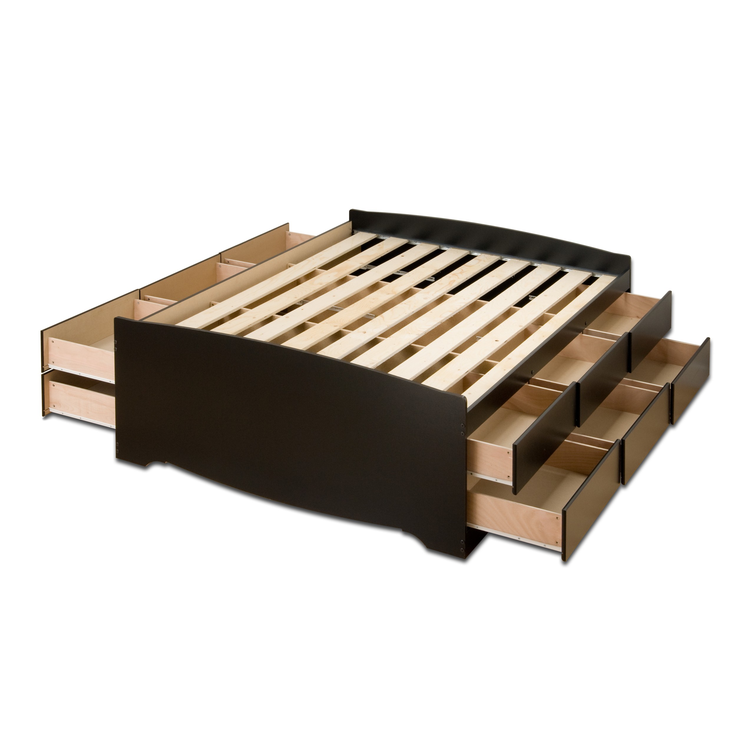 Black Tall Full 12 Drawer Captains Platform Storage Bed