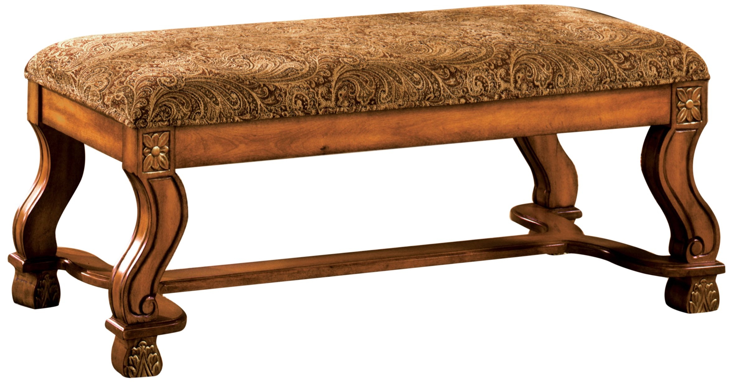Furniture of America Valencia Fabric Accent Bench, Antique Oak
