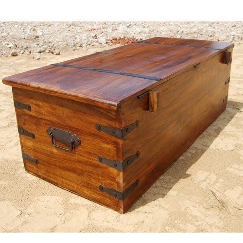 Large solid wood storage box trunk chest