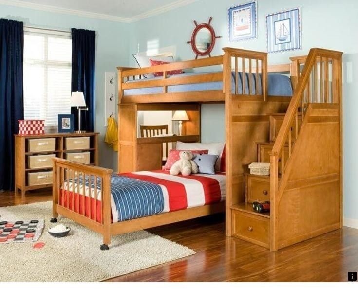 School House Stair Loft Bed with Desk End