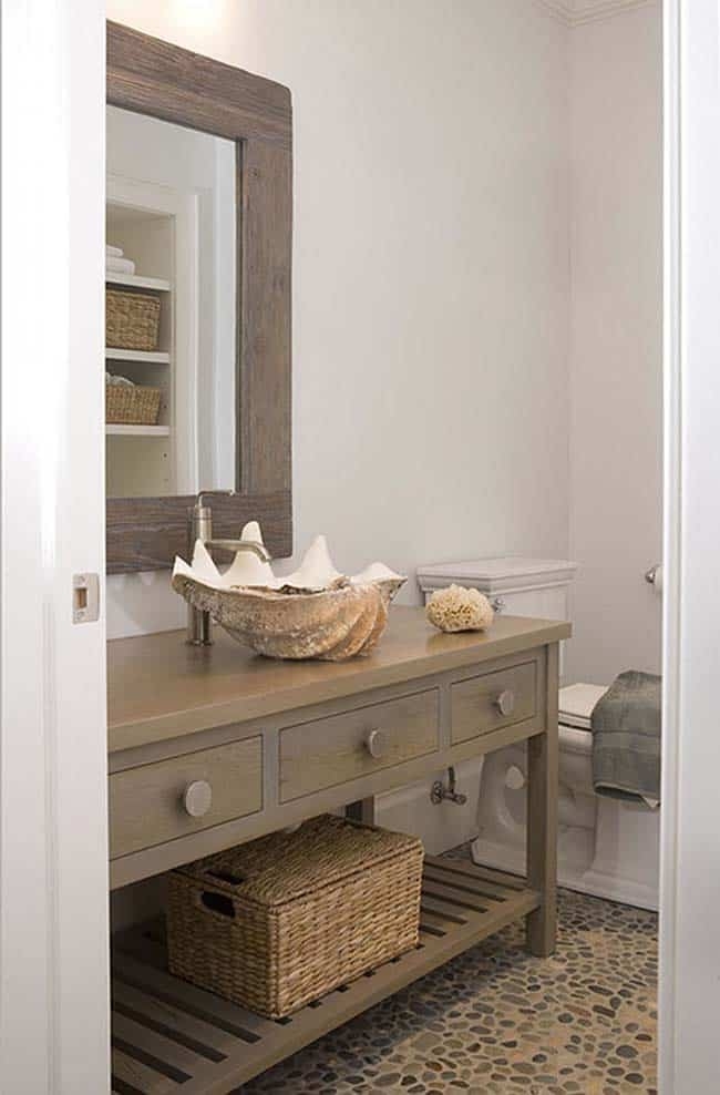 Shell sink is cool but impractical really love the weathered