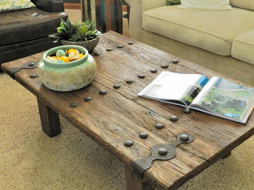 Wood and wrought iron coffee table 1
