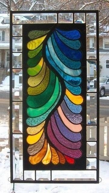 A Fine Feathered Collection Stained Glass Window Panel Signed And Dated