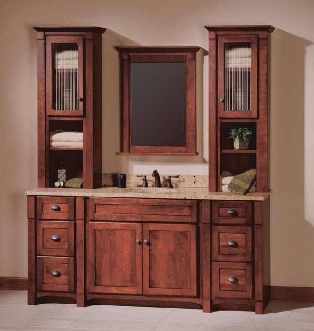 Bathroom vanities with matching linen cabinets