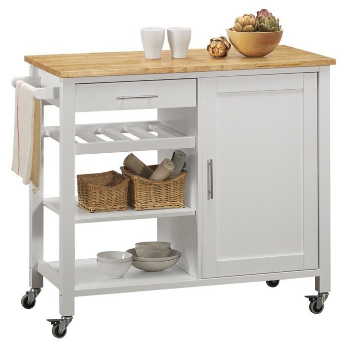 Calgary Kitchen Island with Butcher Block Top