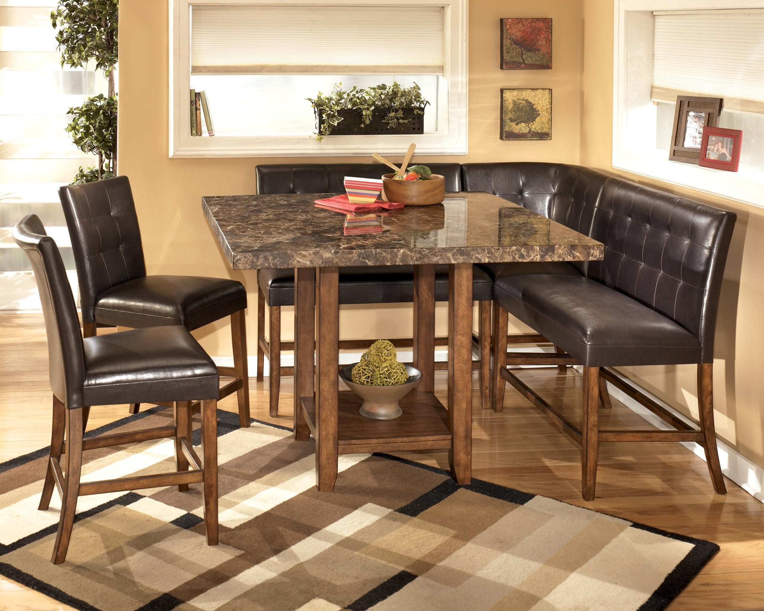 Faux marble top dining table set