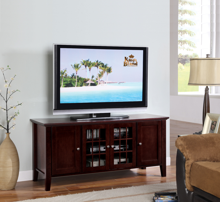 K b dark cherry finish wooden tv stand