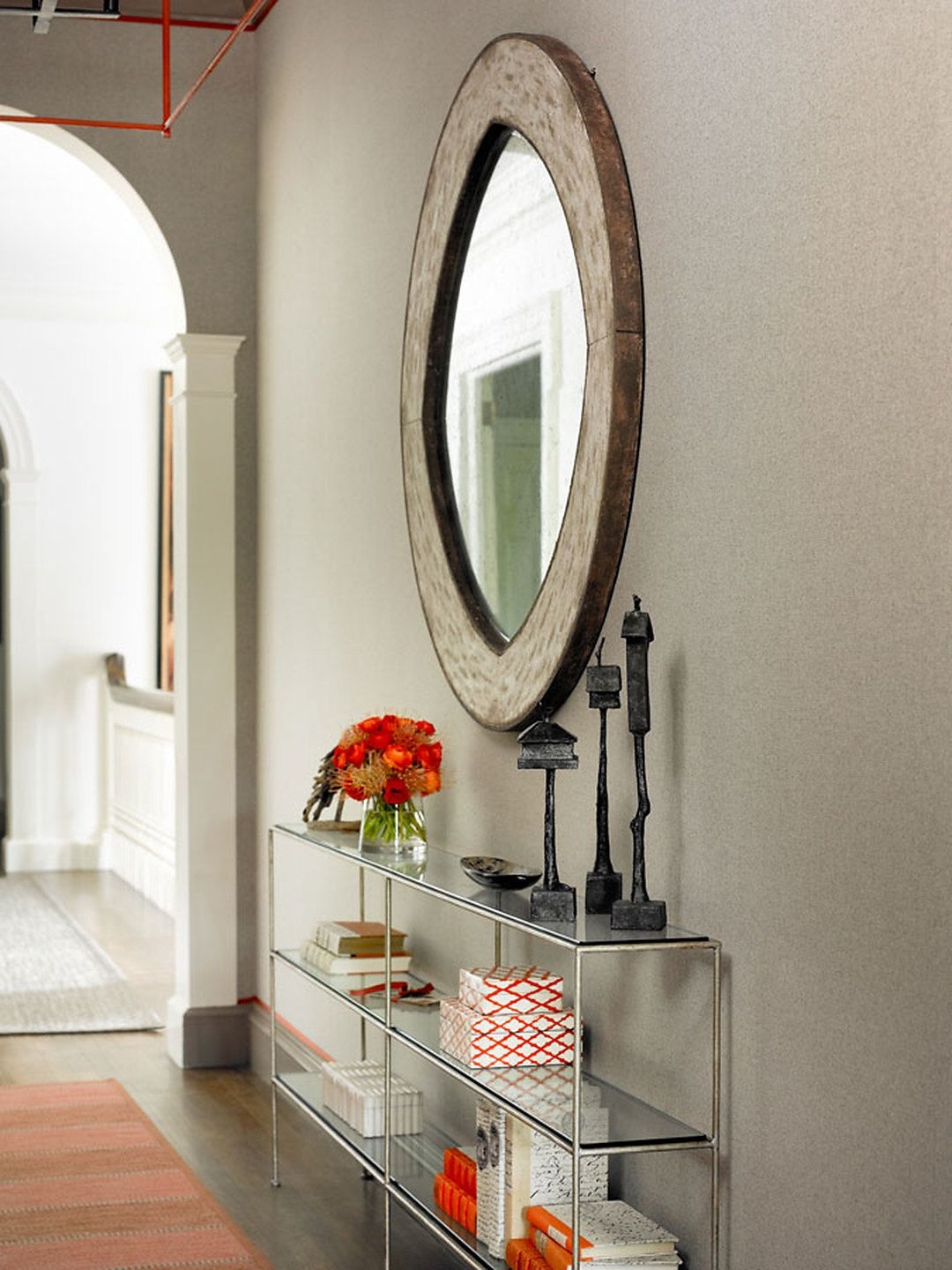 Narrow glass console table 21