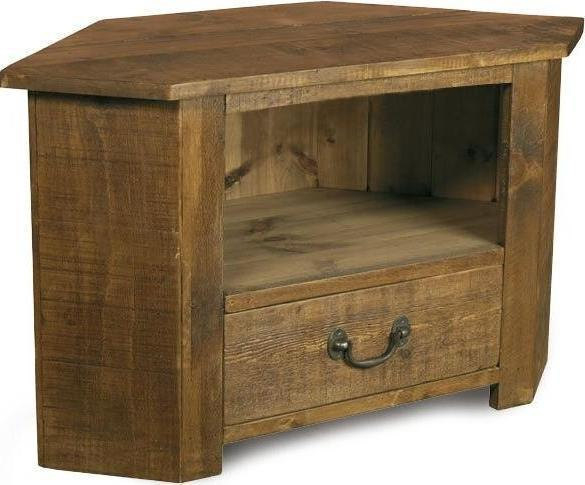 Solid Wooden Corner Tv Cabinet Stand Av Audio Unit Rustic Plank Pine Furniture