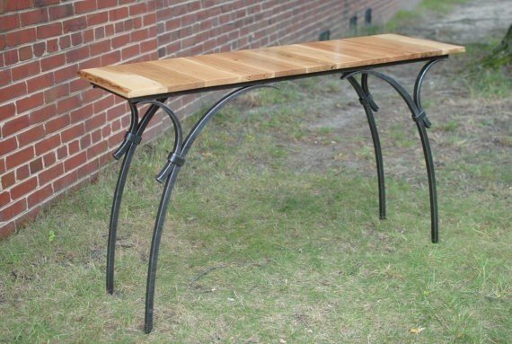 Console table hand forged steel base