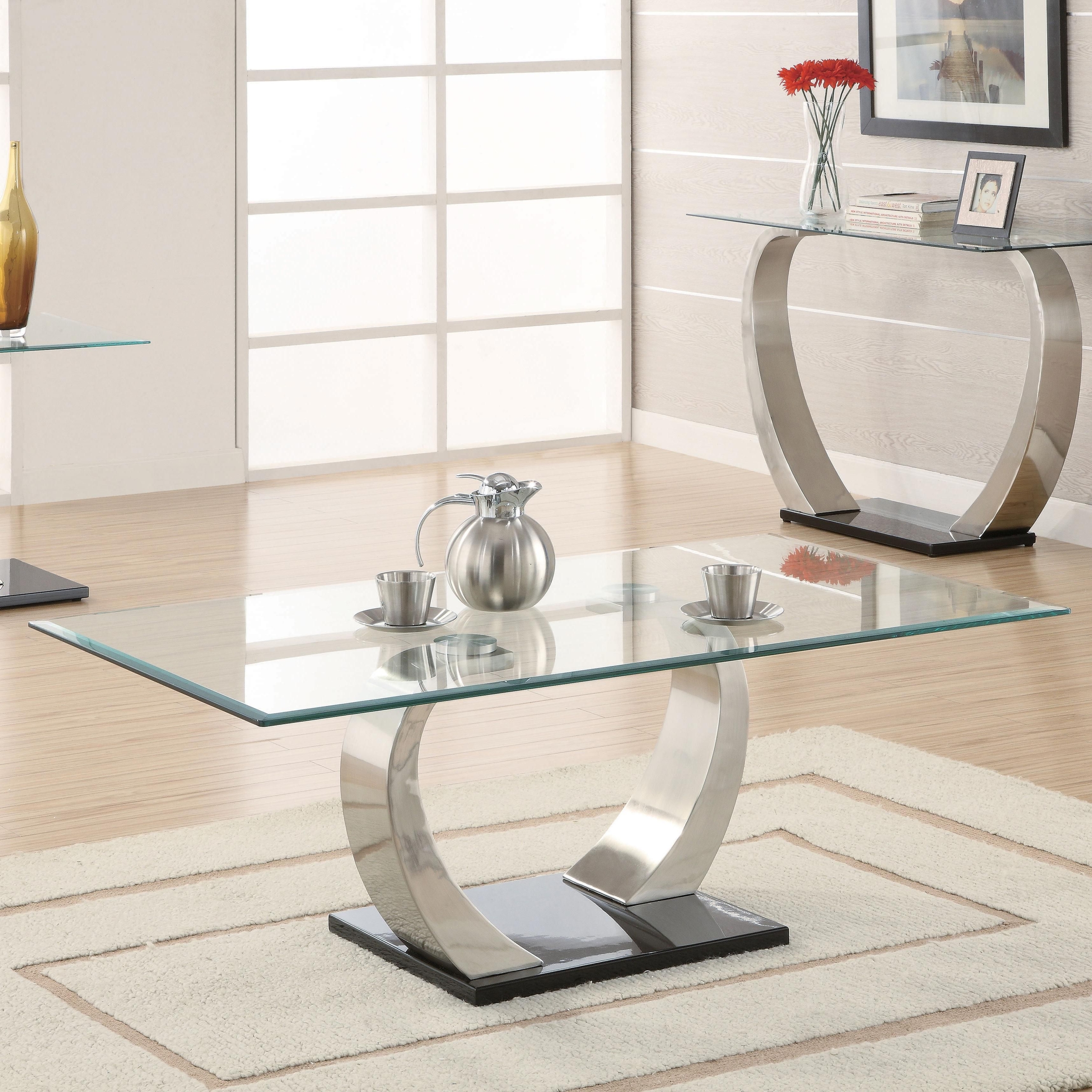 Glass top metal coffee table