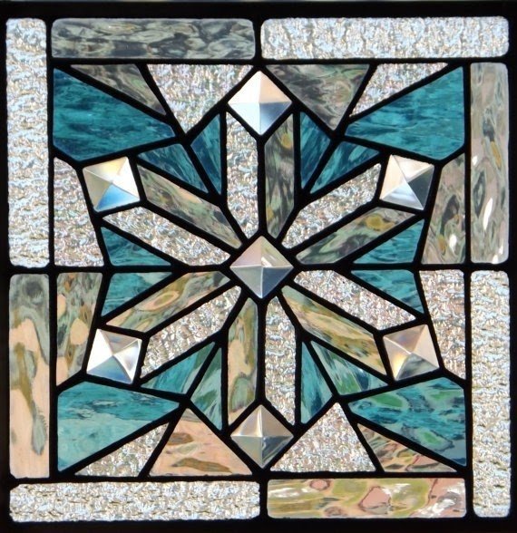 Stained glass panel clear iridescent