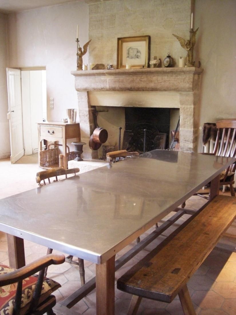 Stainless steel top dining table