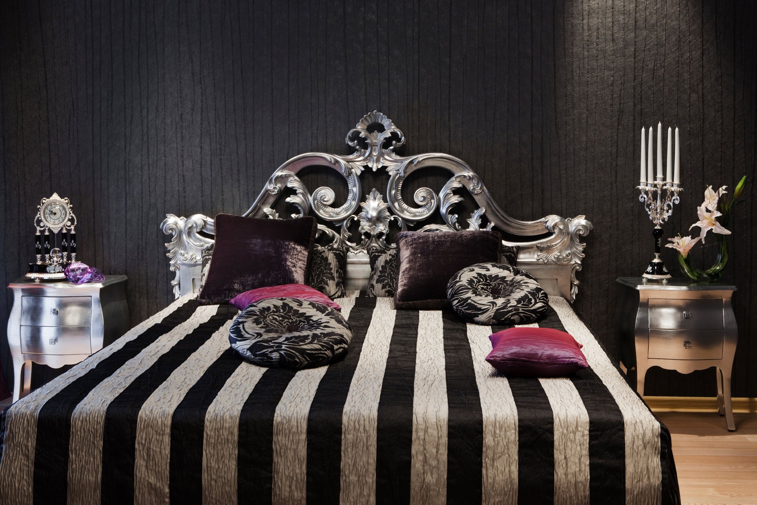 Black and white striped bedding
