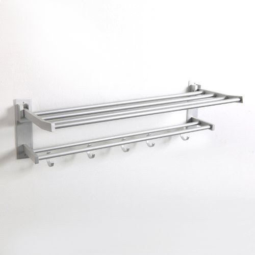 Matte Aluminum Wall Mounted Utility Storage Shelf Hook Rack