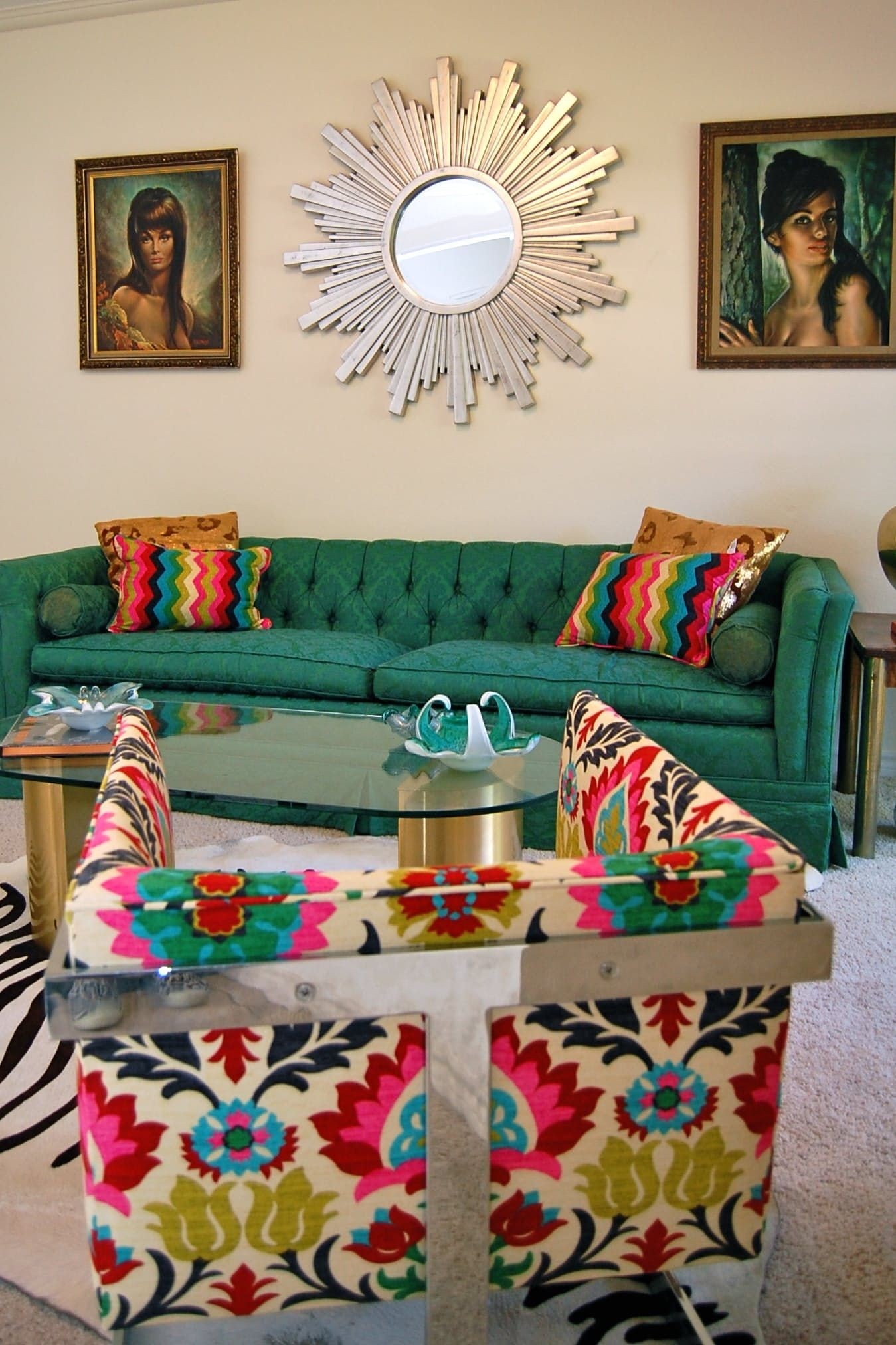 Floral print fabric sofas