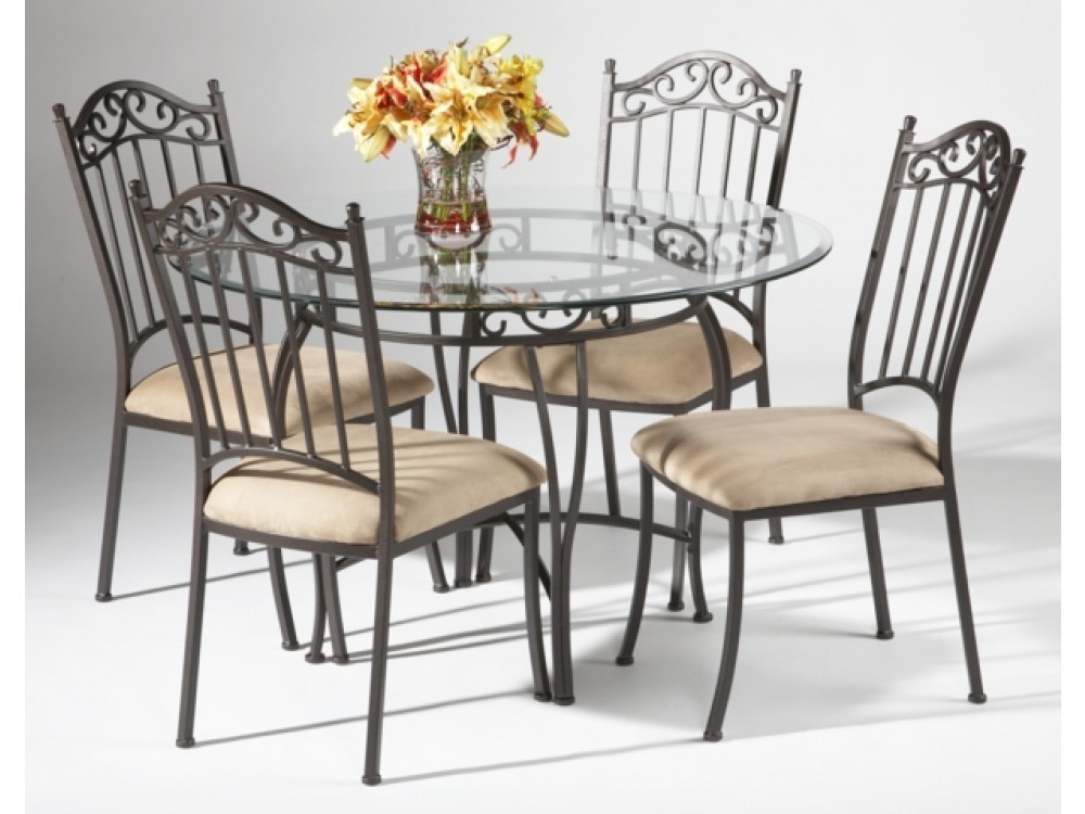 Glass top wrought iron dining table