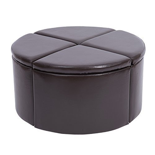 HomCom 4-Piece Round Storage Ottoman - Brown