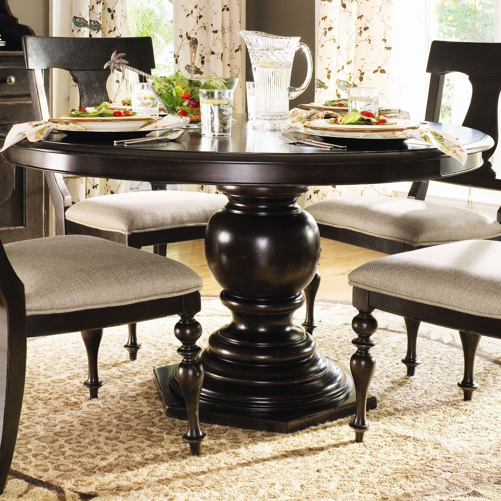 Paula deen home paulas round pedestal dining table in tobacco