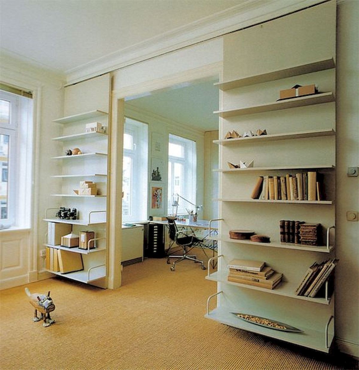 Sliding door bookshelf
