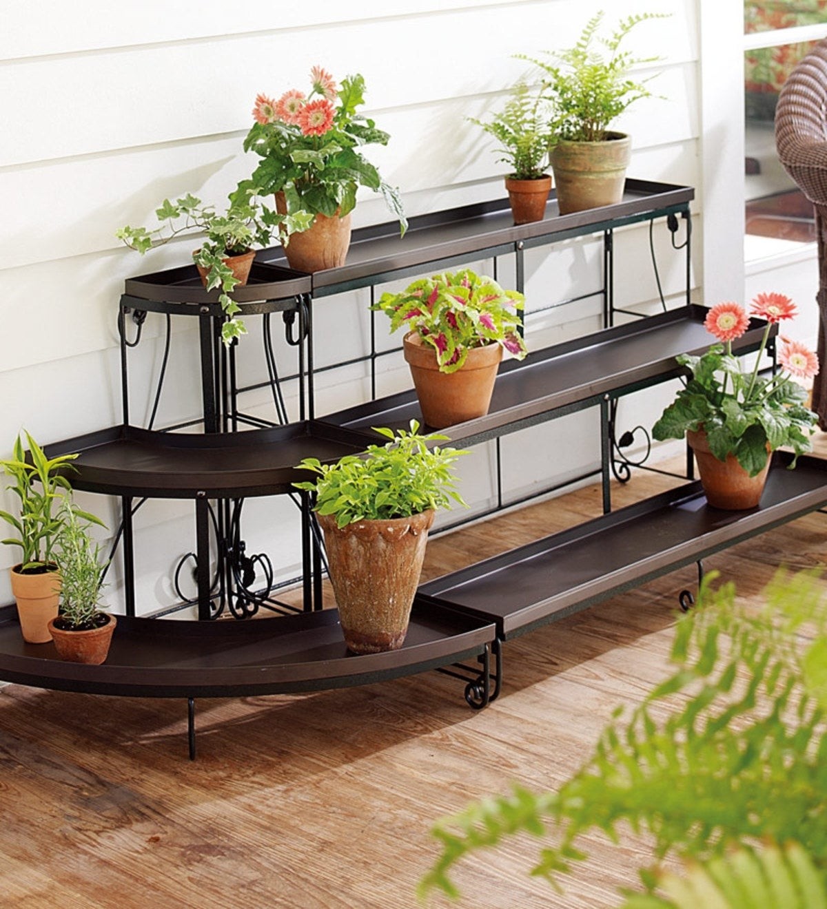 Three tier corner plant stand