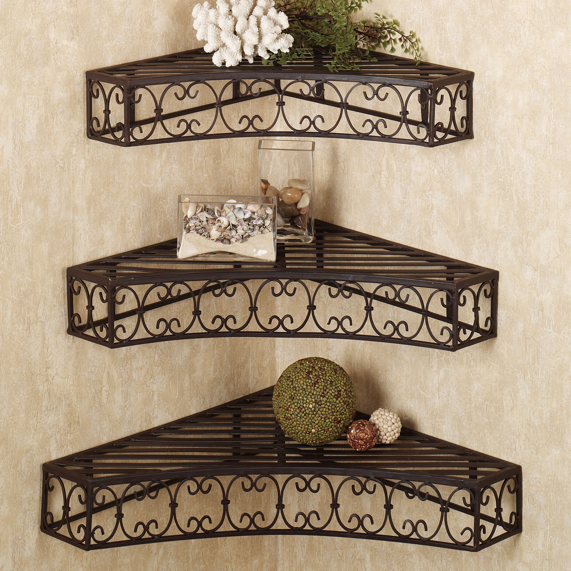 Wrought iron corner shelf