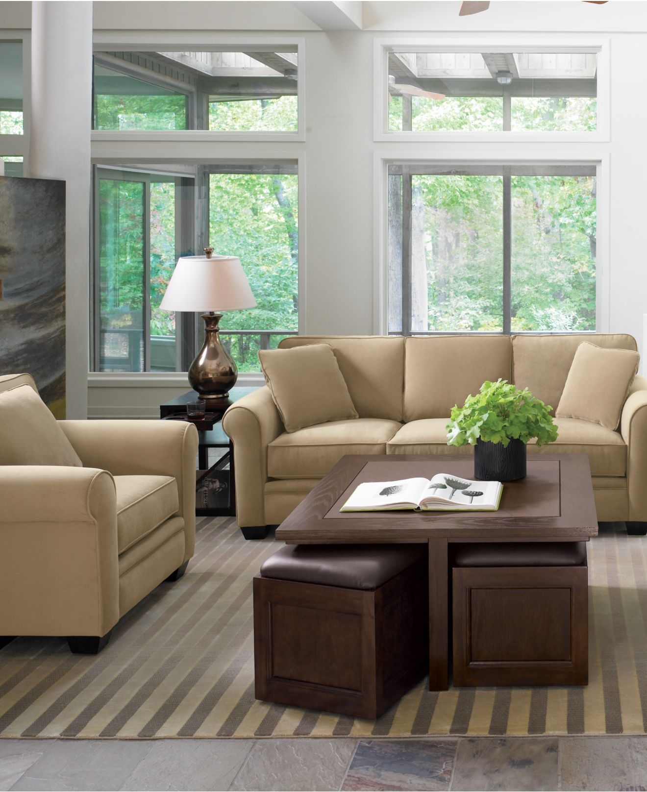 Coffee table with ottoman seating 2