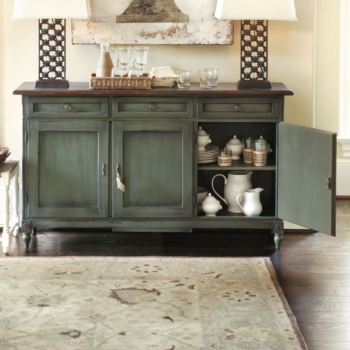 Distressed buffet table